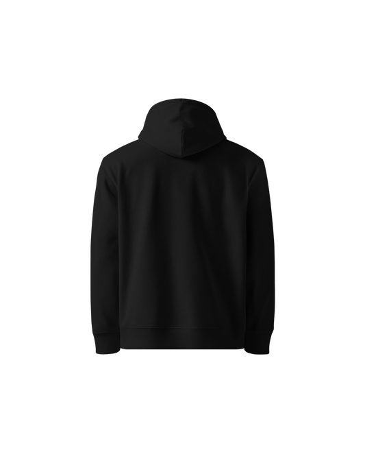 Calm Organic Hoodie in black with Aurora chest detail