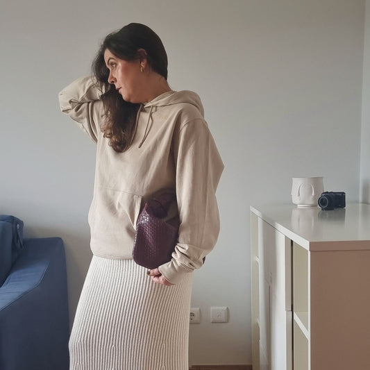 Calm Organic Hoodie in desert tone with Aurora chest detail