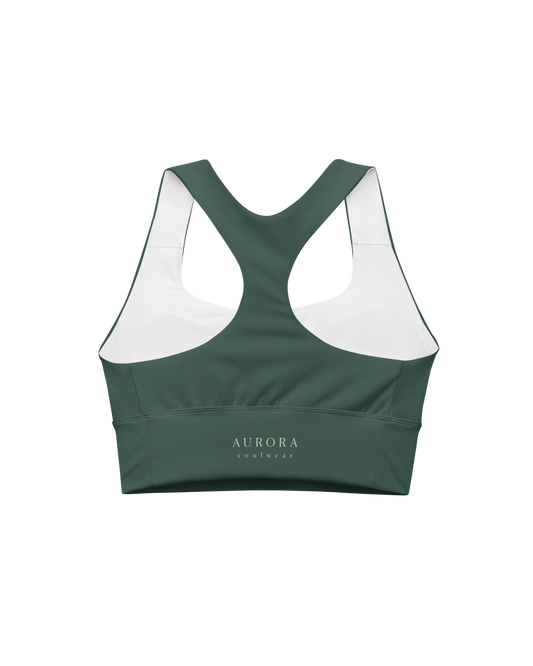 Deep Recycled Sport Top in forest green with brand back detail