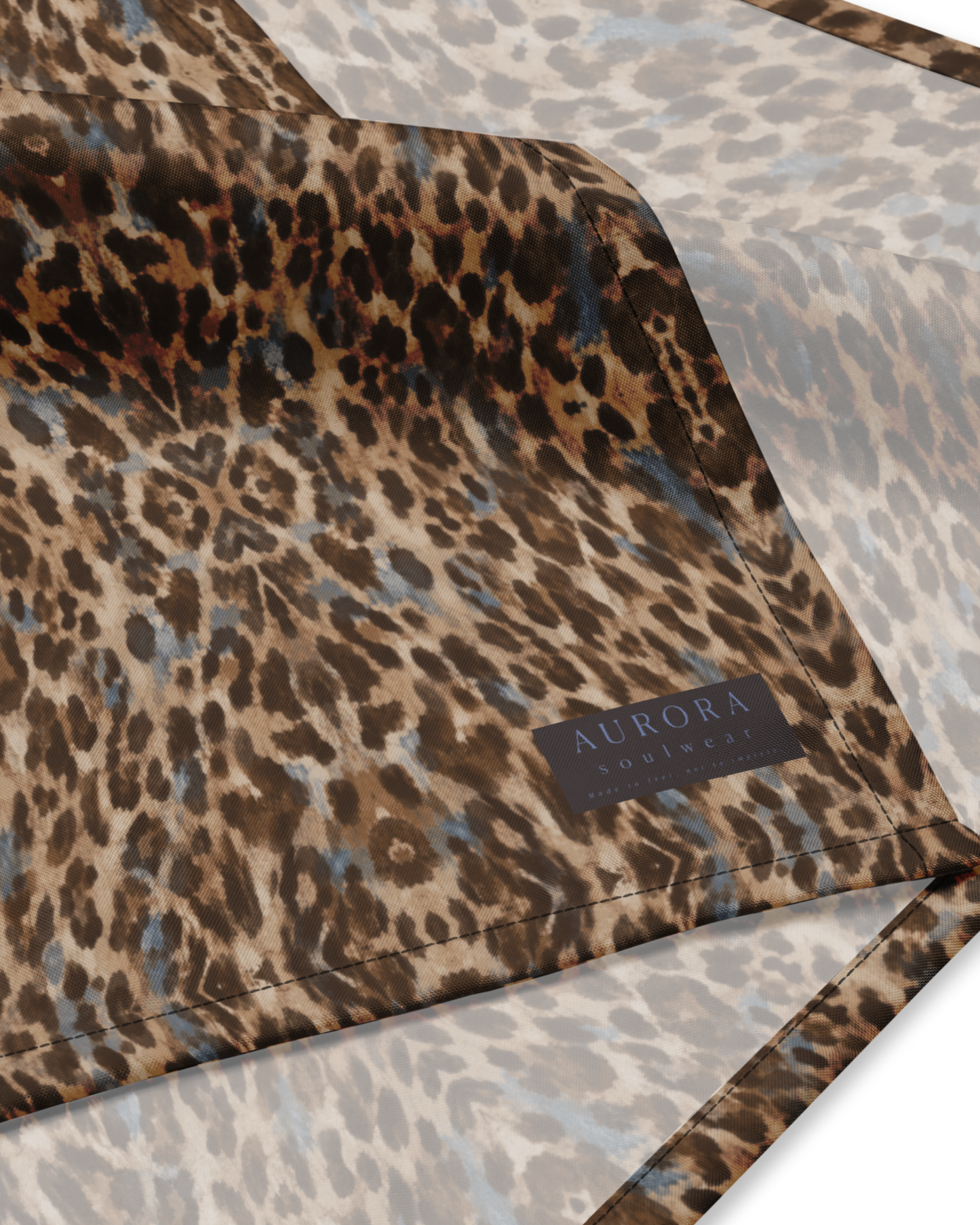 Leopard-print bandana for hair, neck or wrist, from Aurora Soulwear's Heatwave collection.
