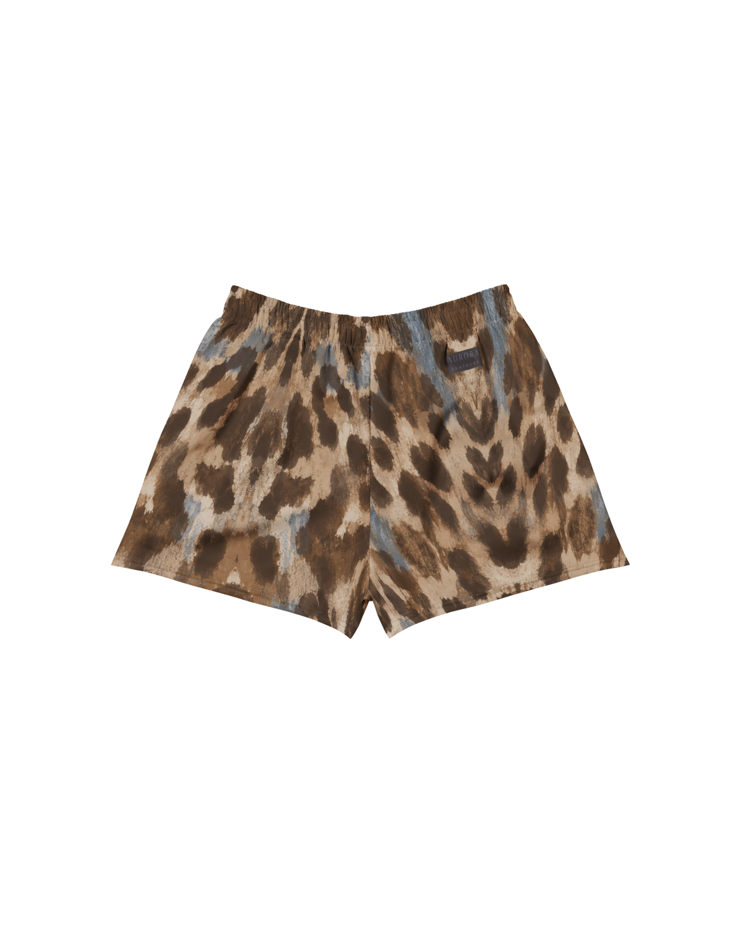 Leopard-print lightweight shorts with drawstring waist, from Aurora Soulwear's Heatwave collection.
