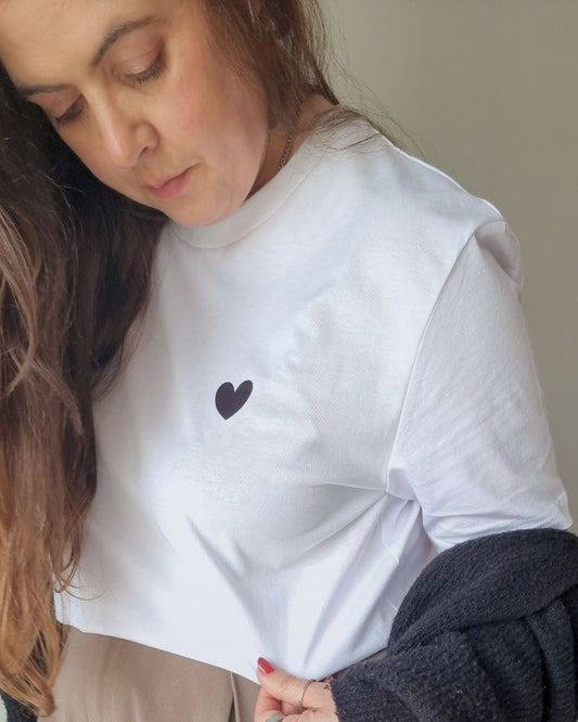 Heart Organic Cotton T-shirt in white with back print