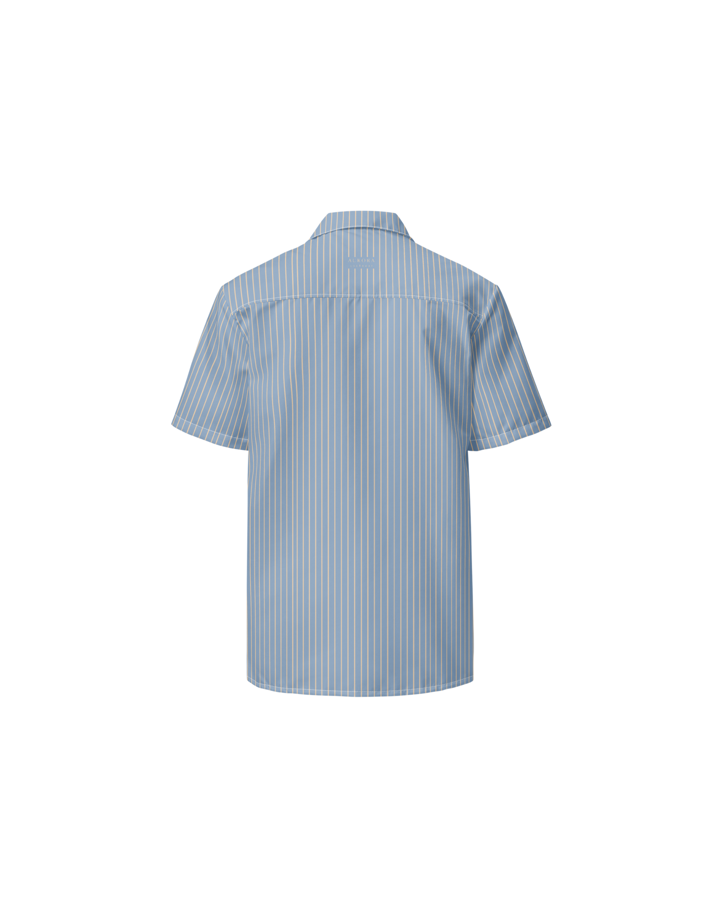 Lake-blue and sand pinstripe recycled oversized shirt by Aurora Soulwear