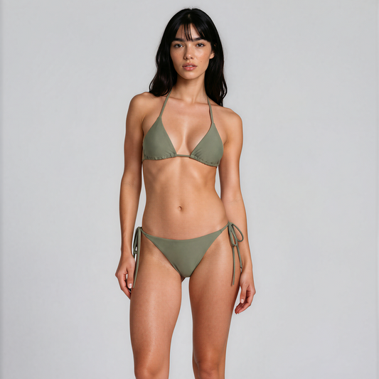 Sálvia Lua Padded String Bikini Top in deep sage green