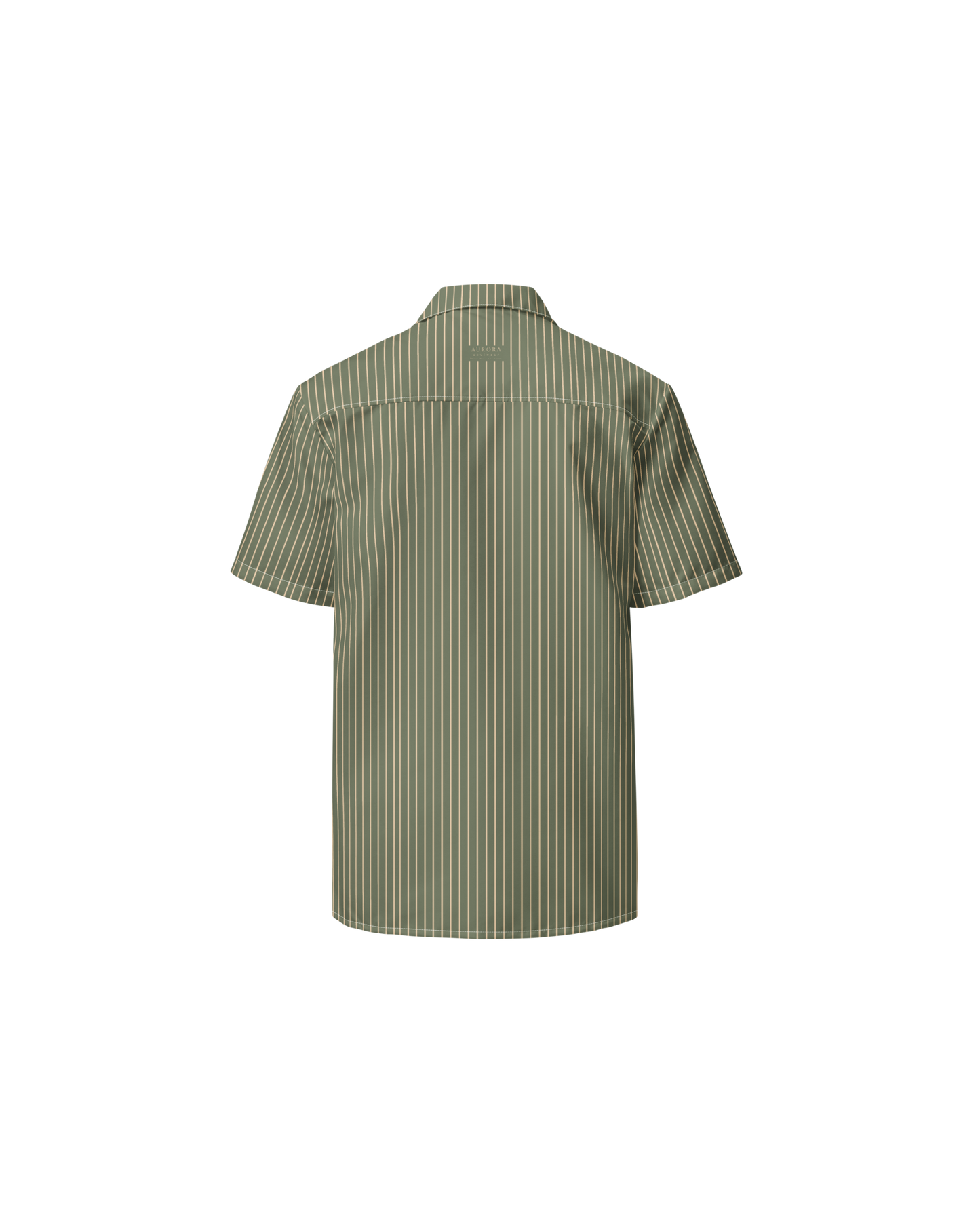 Sálvia Recycled Oversized Button Shirt in sage green with sand stripes