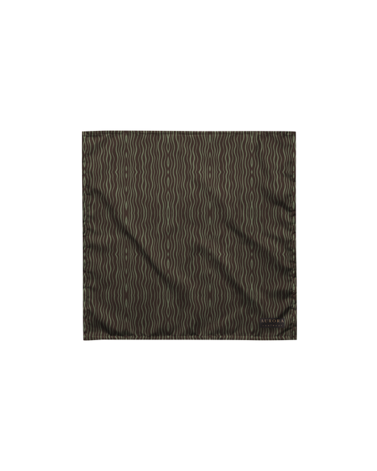 Slow Tide Recycled Bandana in deep brown and sage wave print