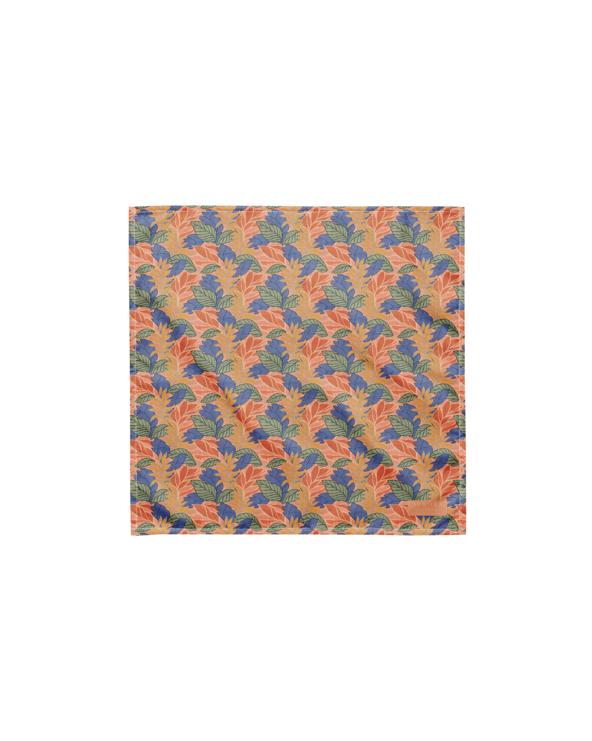 Sol de Sal Recycled Bandana in botanical print with terracotta, blue, sage and gold