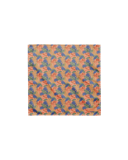 Sol de Sal Recycled Bandana in botanical print with terracotta, blue, sage and gold