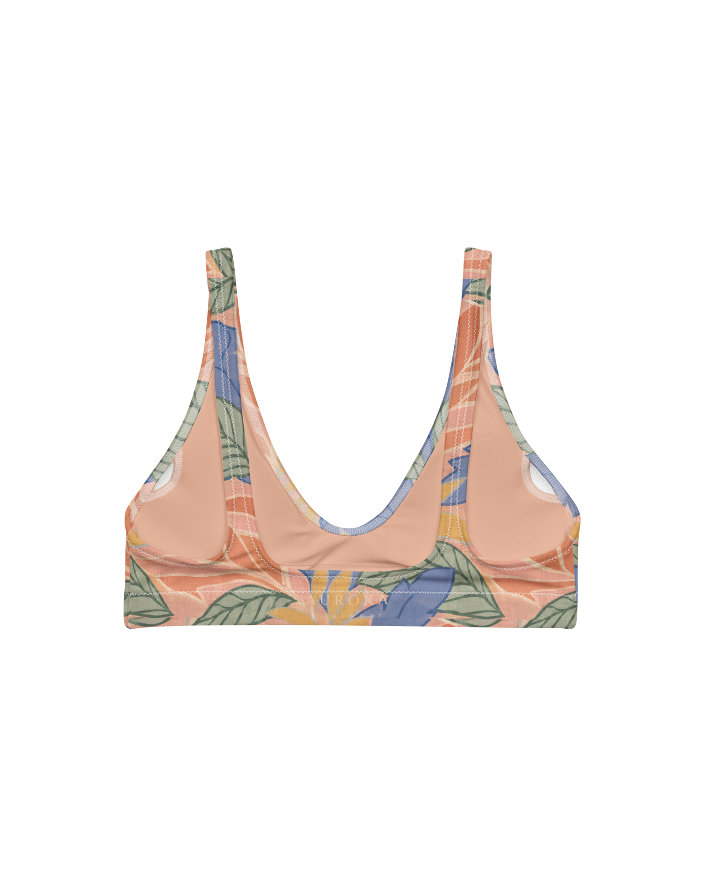 Sol de Sal Sienna Padded Bikini Top in botanical print with terracotta, blue, sage and gold