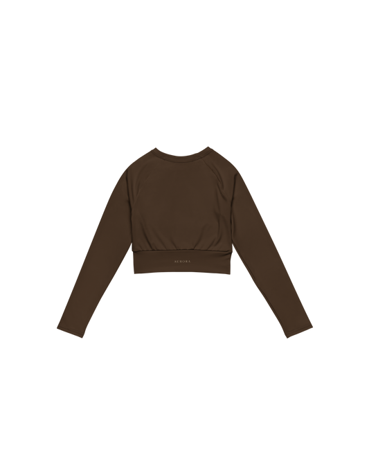 Unseen Recycled Long Sleeve Top in chocolate brown