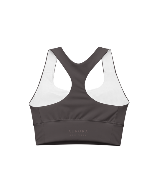 Unseen Recycled Sport Top in dark brown with Aurora back detail