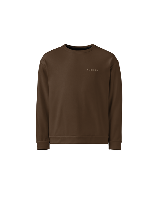 Unseen Recycled Sweater in chocolate brown with The Unseen Is Real back print