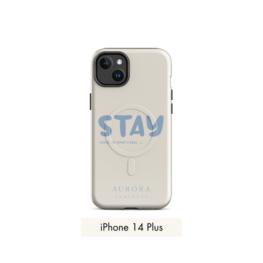 Stay MagSafe Case for iPhone in white with brand detail