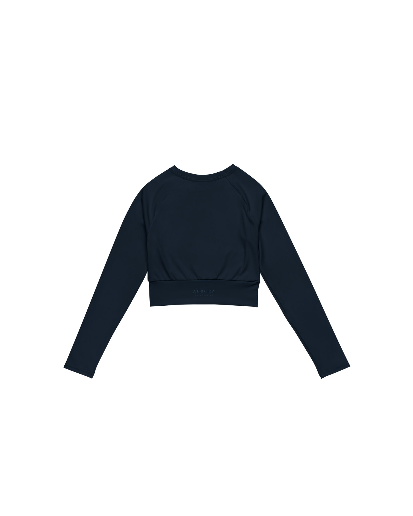 Abyss Recycled Long Sleeve Top in navy with brand back detail
