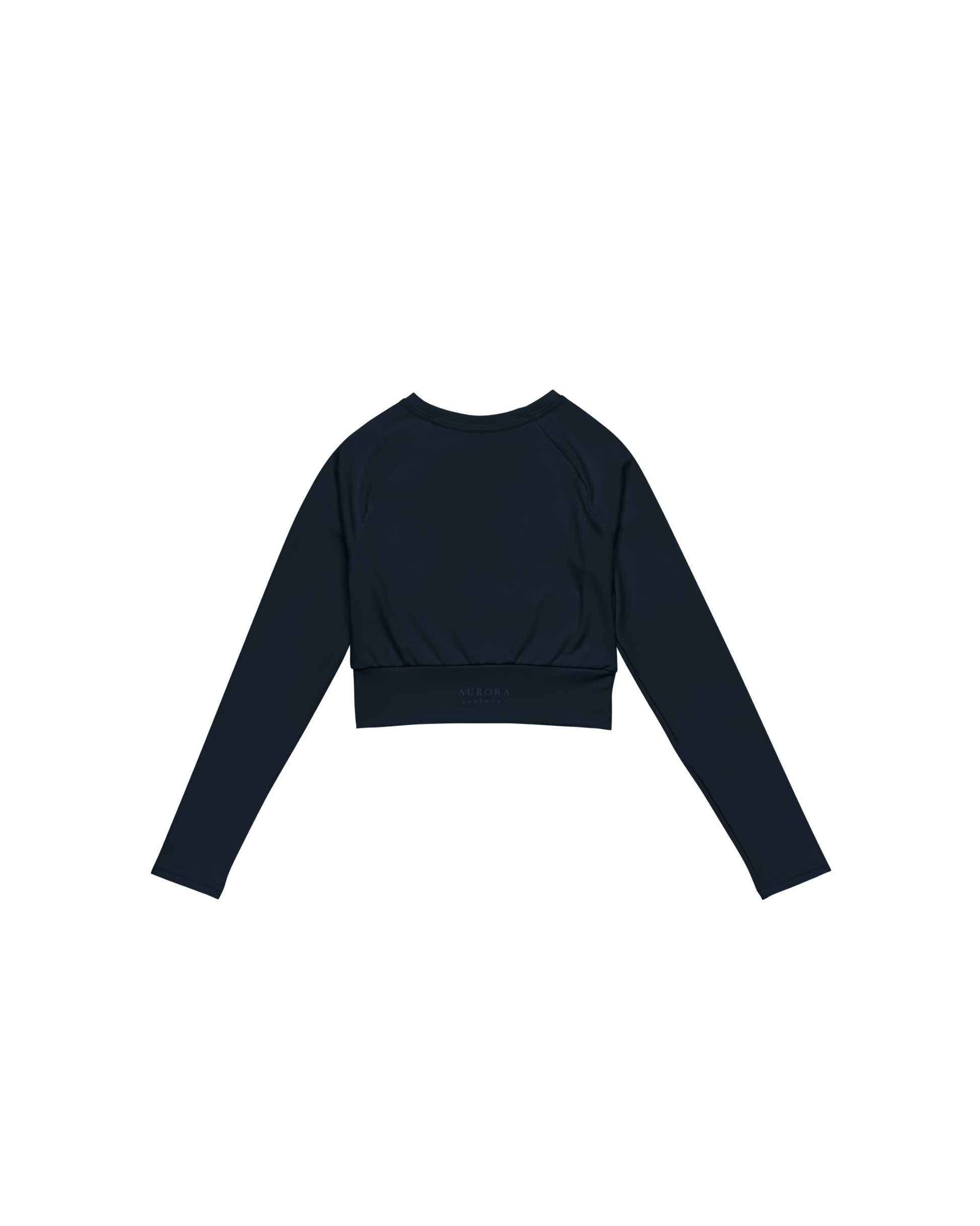 Abyss Recycled Long Sleeve Top in navy with brand back detail