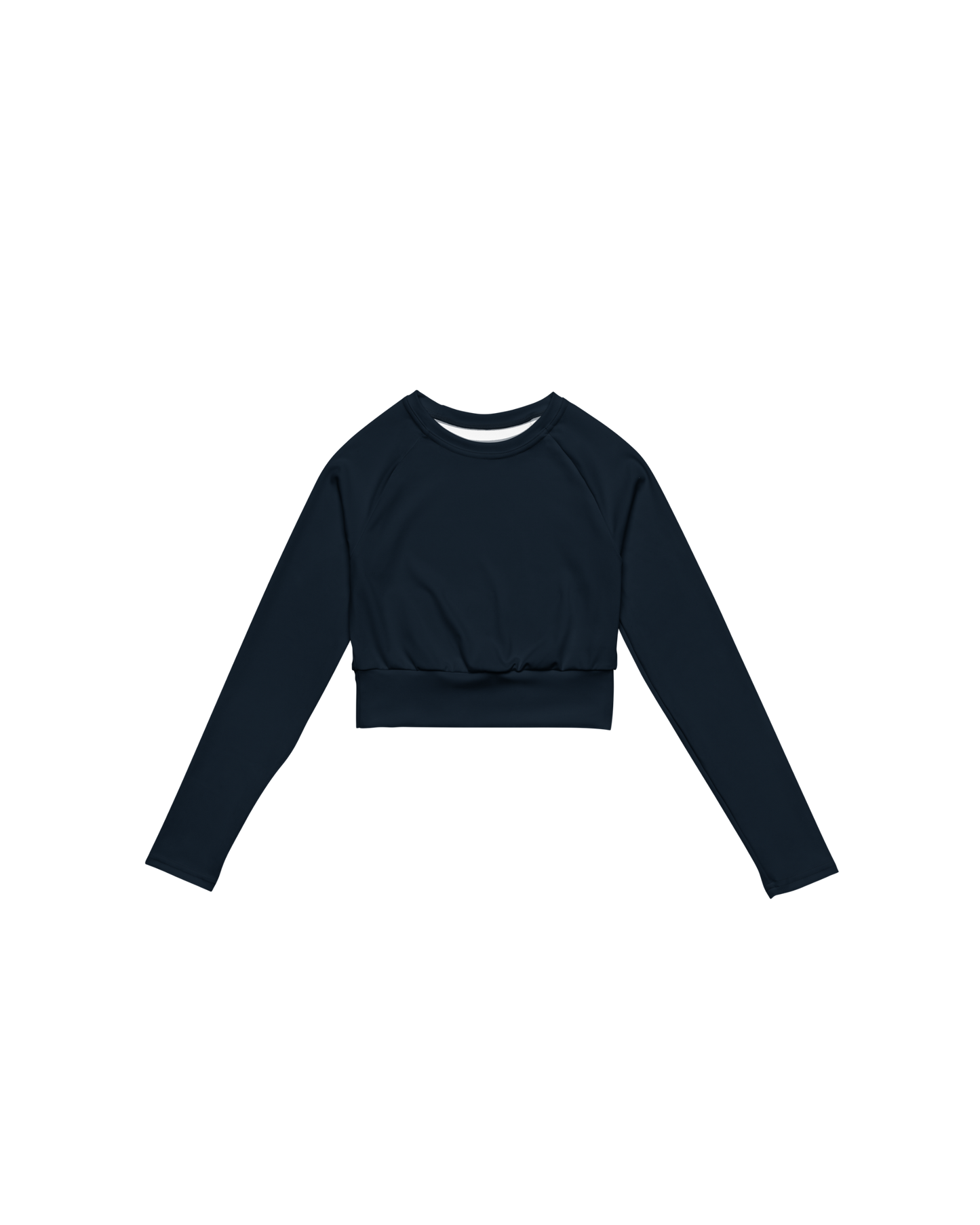 Abyss Recycled Long Sleeve Top in navy with brand back detail