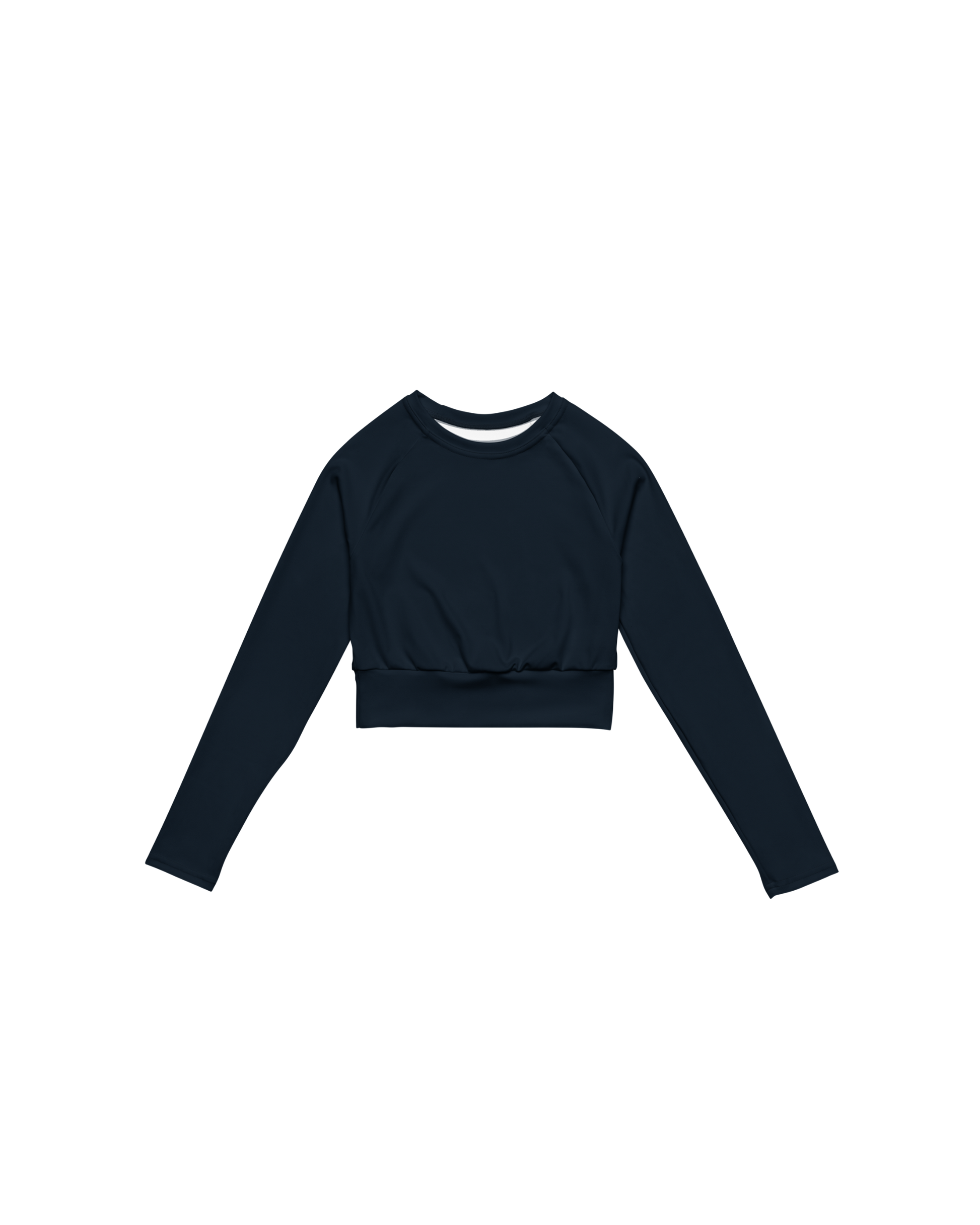 Abyss Recycled Long Sleeve Top in navy with brand back detail