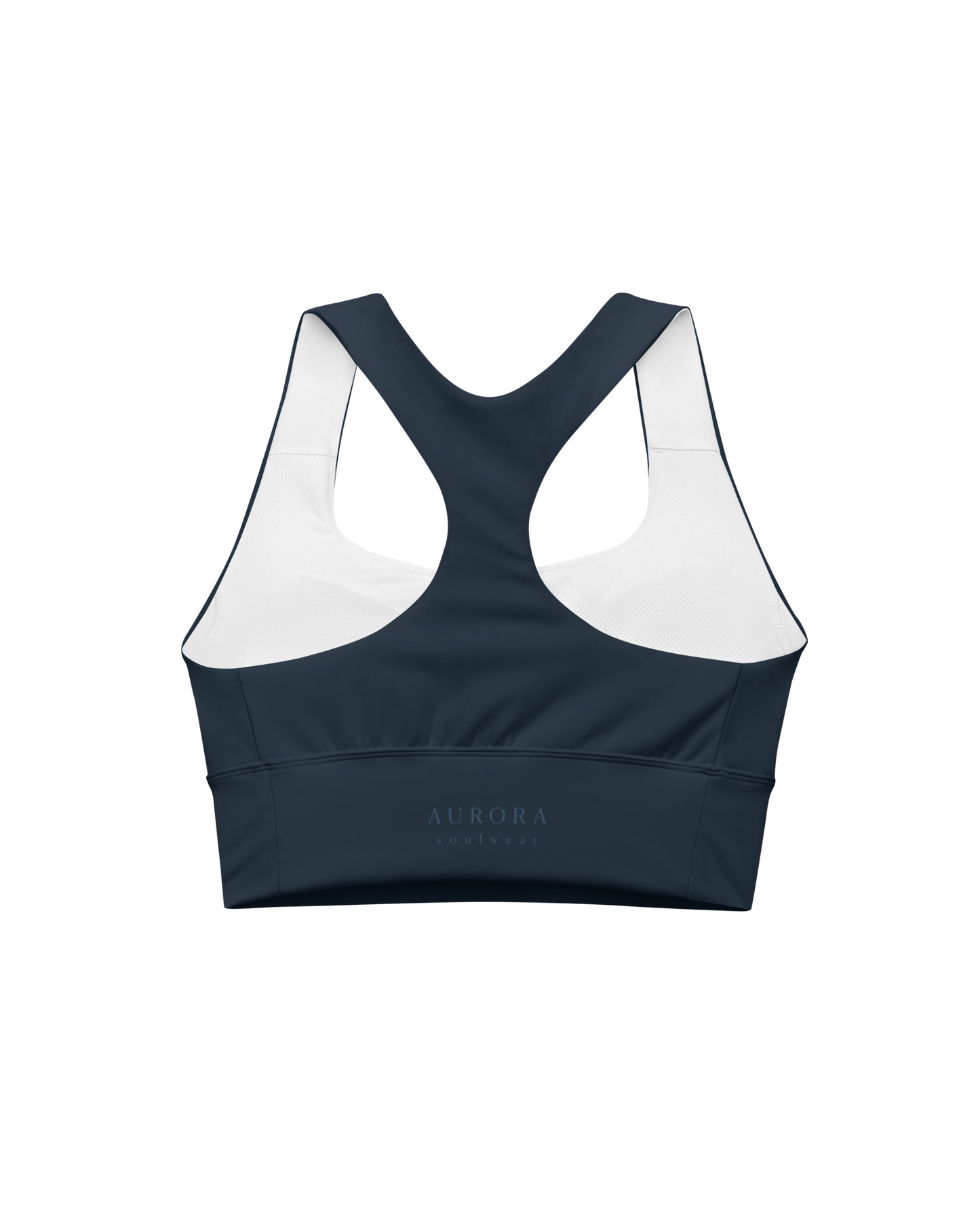 Abyss Recycled Sport Top in navy with brand back detail