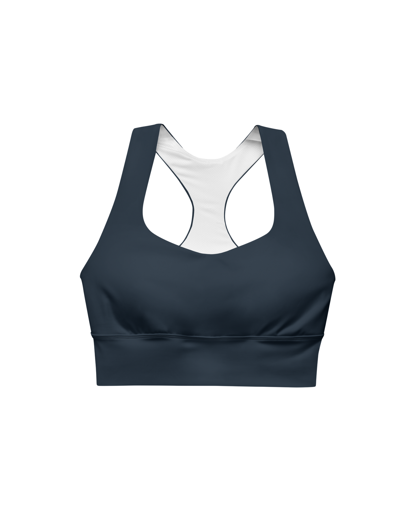 Abyss Recycled Sport Top in navy with brand back detail