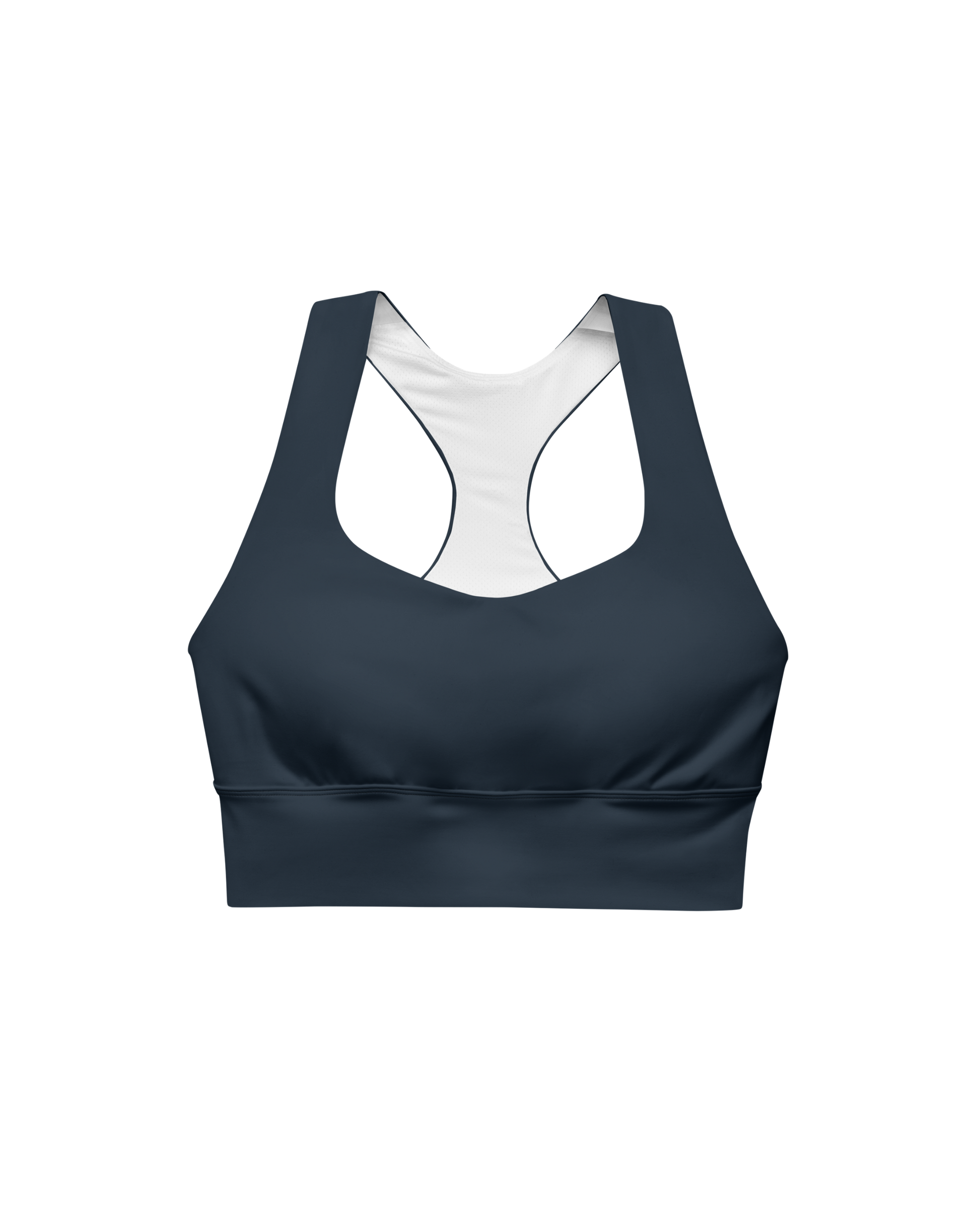 Abyss Recycled Sport Top in navy with brand back detail