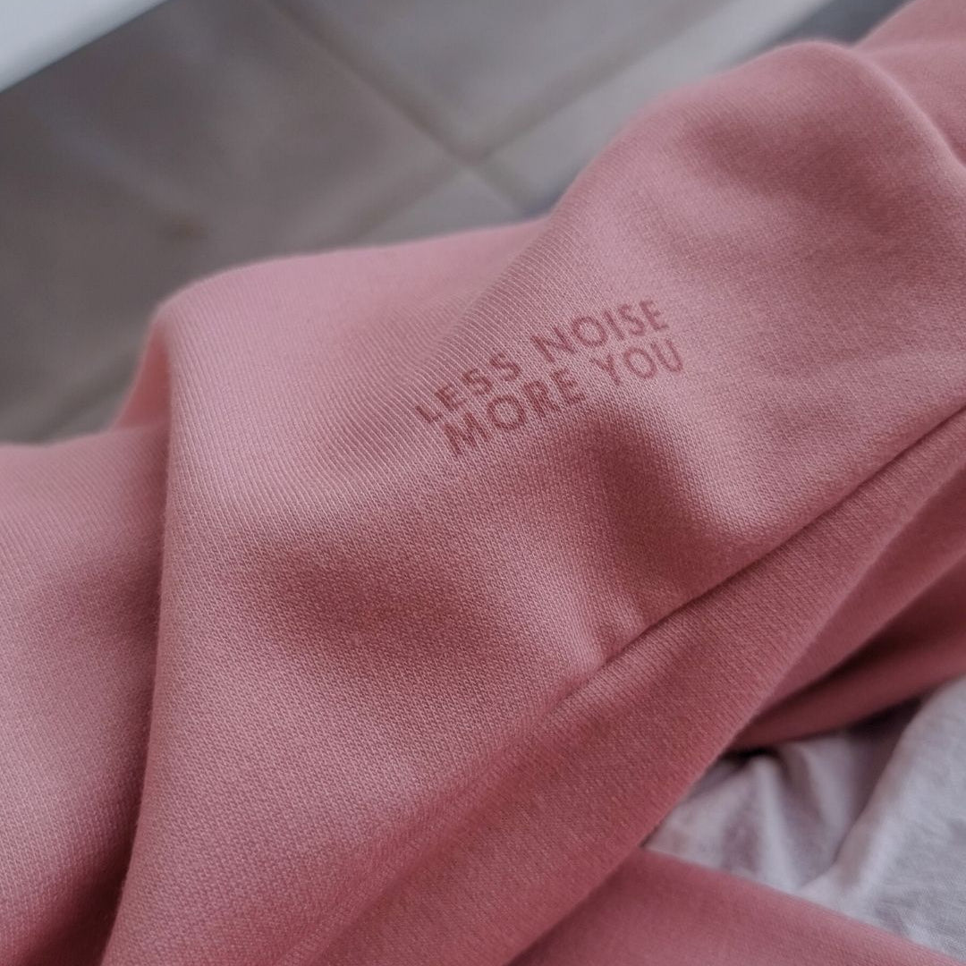 Aurora Basic Recycled Hoodie in clay pink with brand detail