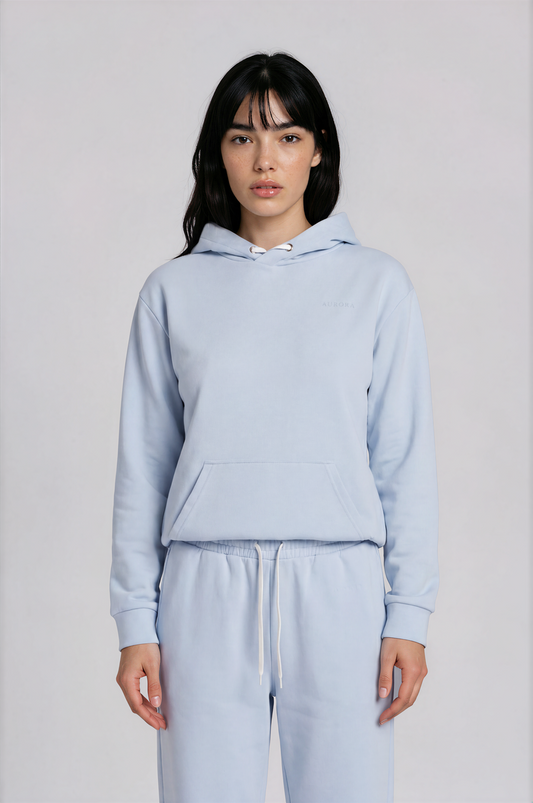 Aurora Basic Recycled Hoodie in baby blue