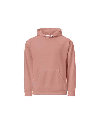 Aurora Basic Recycled Hoodie in clay pink with brand detail