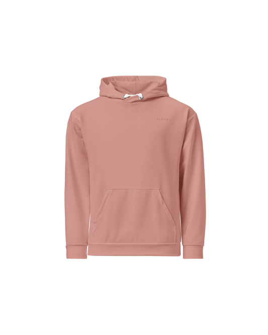 Aurora Basic Recycled Hoodie in clay pink with brand detail