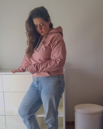 Aurora Basic Recycled Hoodie in clay pink with brand detail