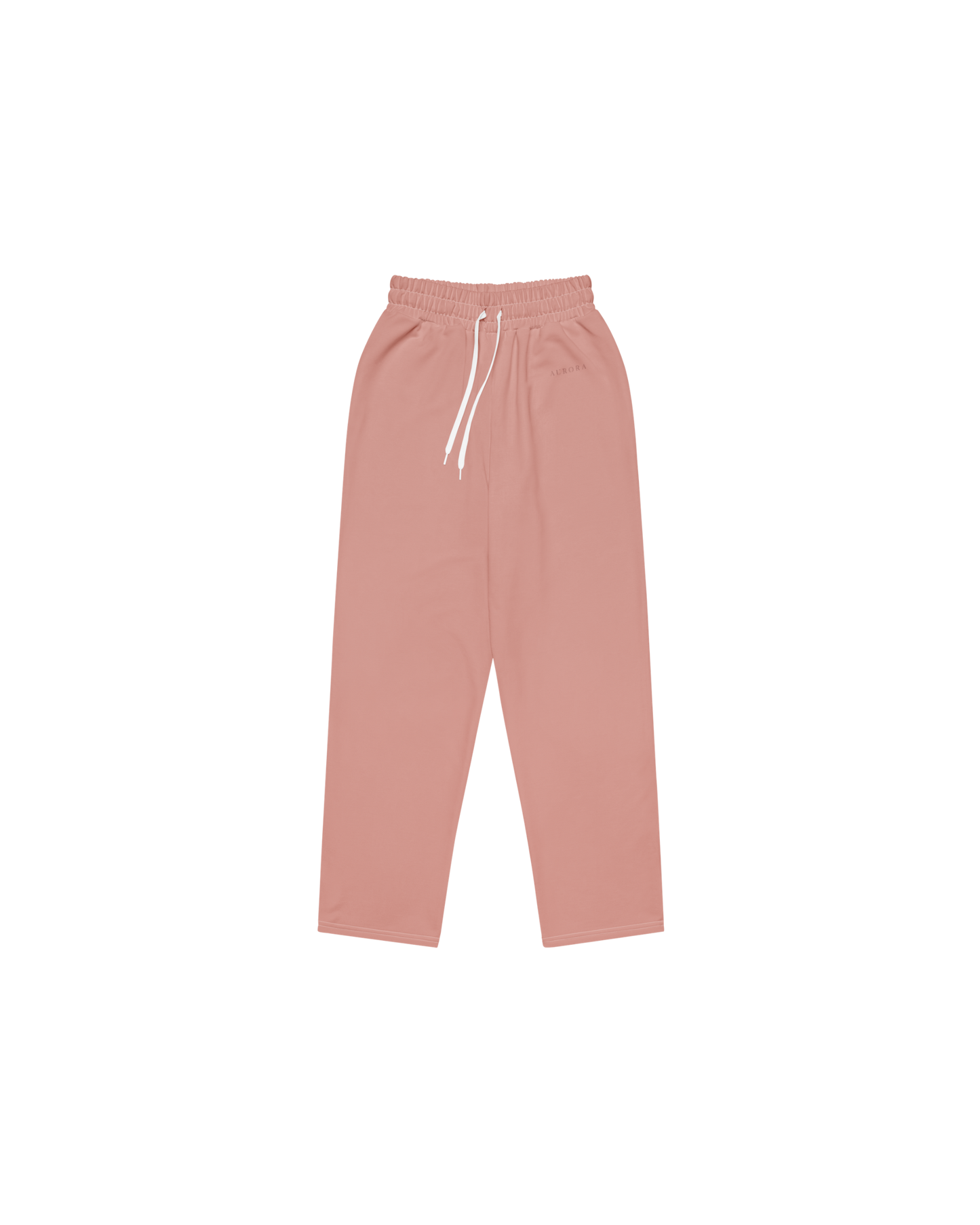 Aurora Basic Recycled Wide Sweatpants in clay pink with brand detail