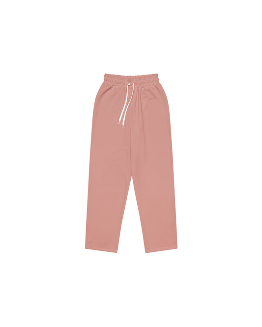 Aurora Basic Recycled Wide Sweatpants in clay pink with brand detail