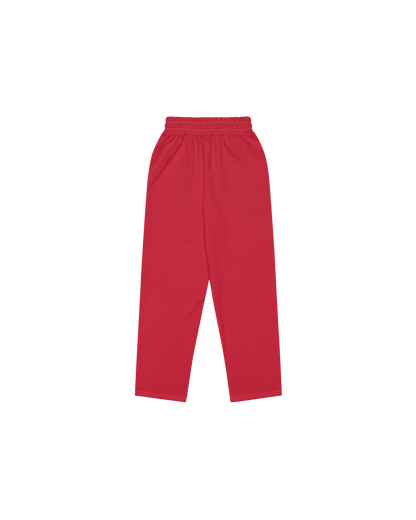 Aurora Basic Recycled Wide Sweatpants in red with brand detail