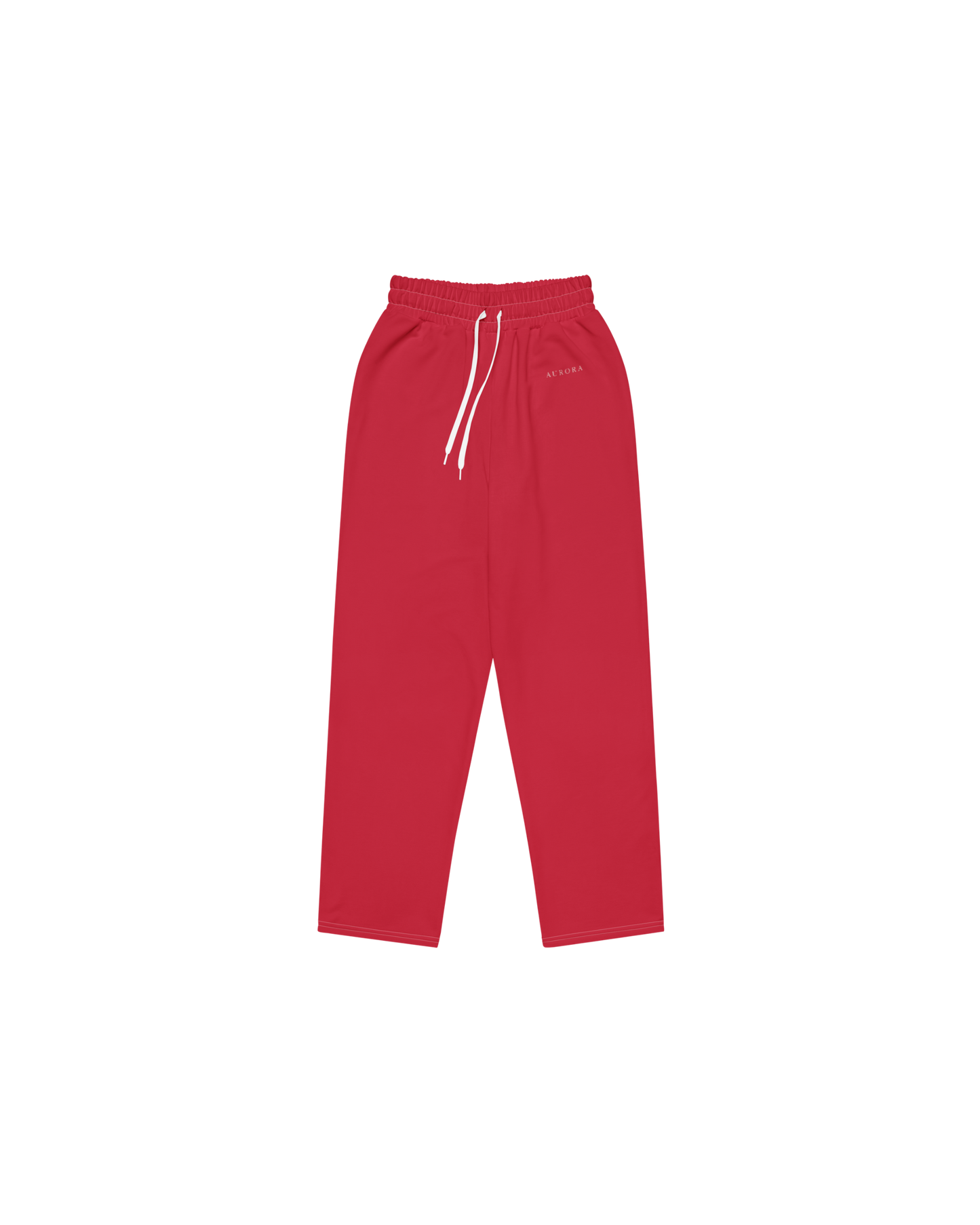 Aurora Basic Recycled Wide Sweatpants in red with brand detail