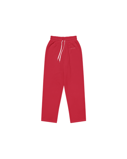Aurora Basic Recycled Wide Sweatpants in red with brand detail