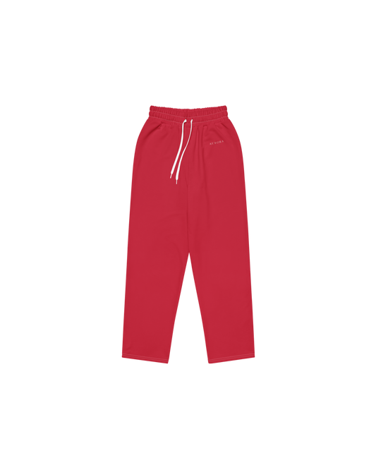 Aurora Basic Recycled Wide Sweatpants in red with brand detail