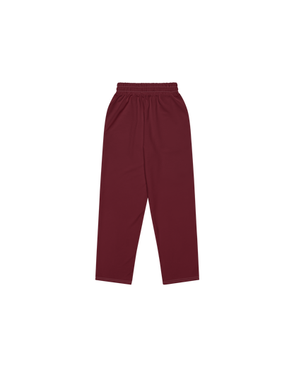Aurora Basic Recycled Wide Sweatpants in burgundy with brand detail