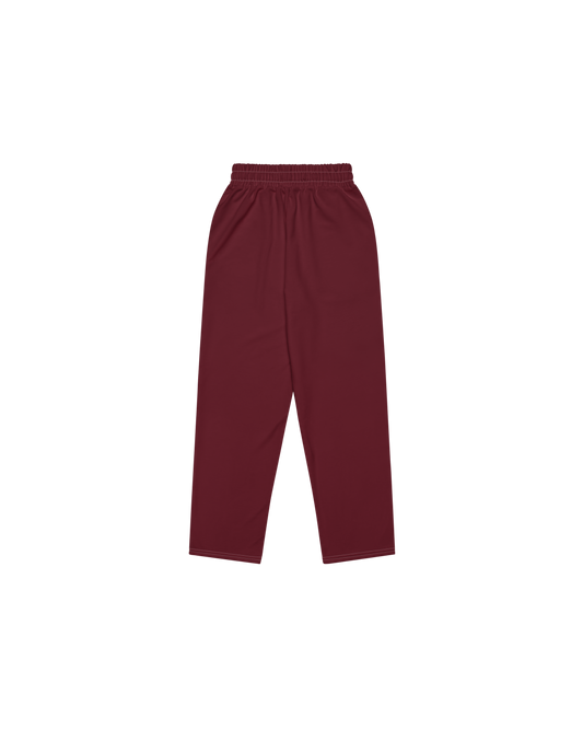 Aurora Basic Recycled Wide Sweatpants in burgundy with brand detail