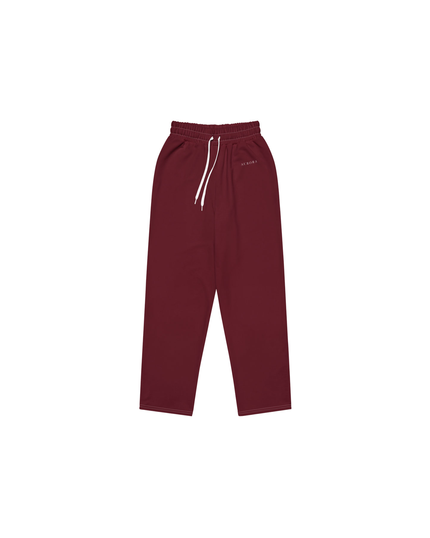 Aurora Basic Recycled Wide Sweatpants in burgundy with brand detail