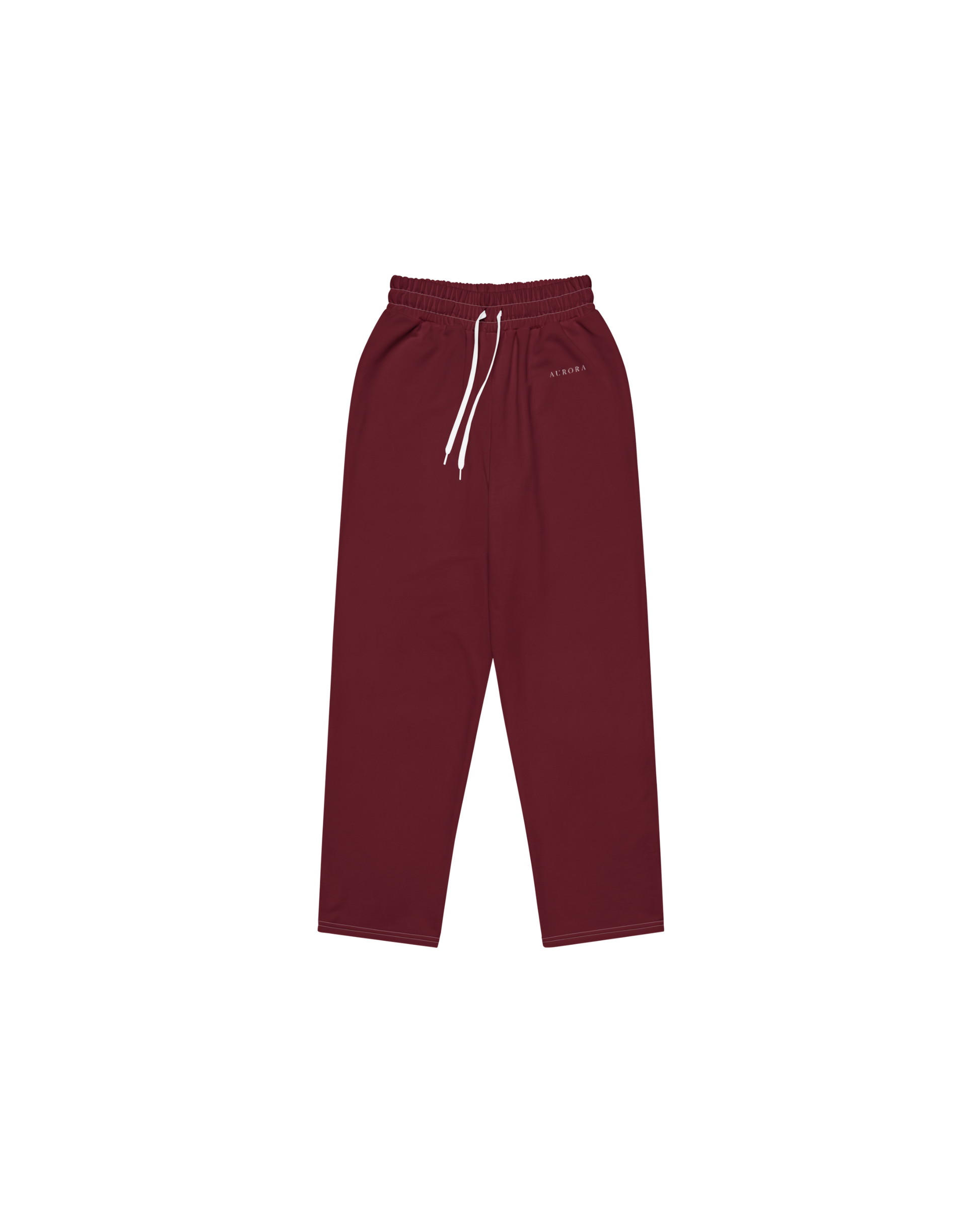 Aurora Basic Recycled Wide Sweatpants in burgundy with brand detail