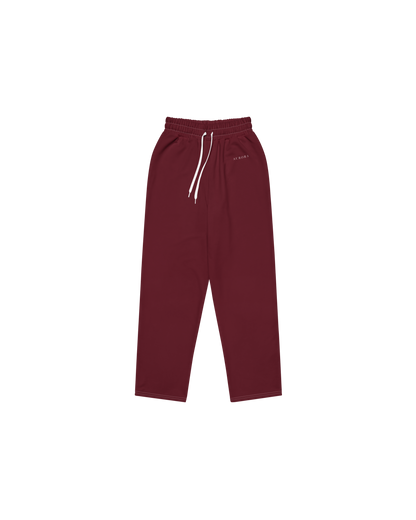 Aurora Basic Recycled Wide Sweatpants in burgundy with brand detail