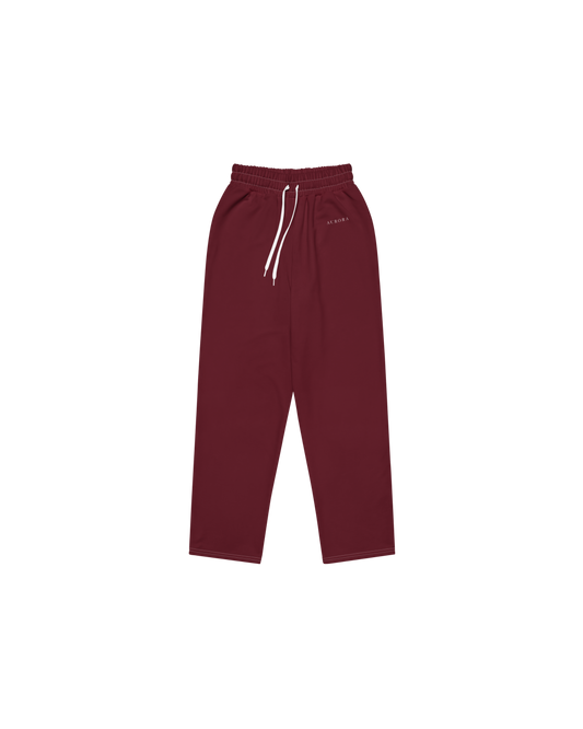 Aurora Basic Recycled Wide Sweatpants in burgundy with brand detail