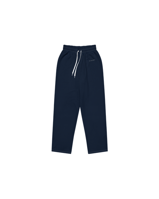 Aurora Basic Recycled Wide Sweatpants in navy with brand detail