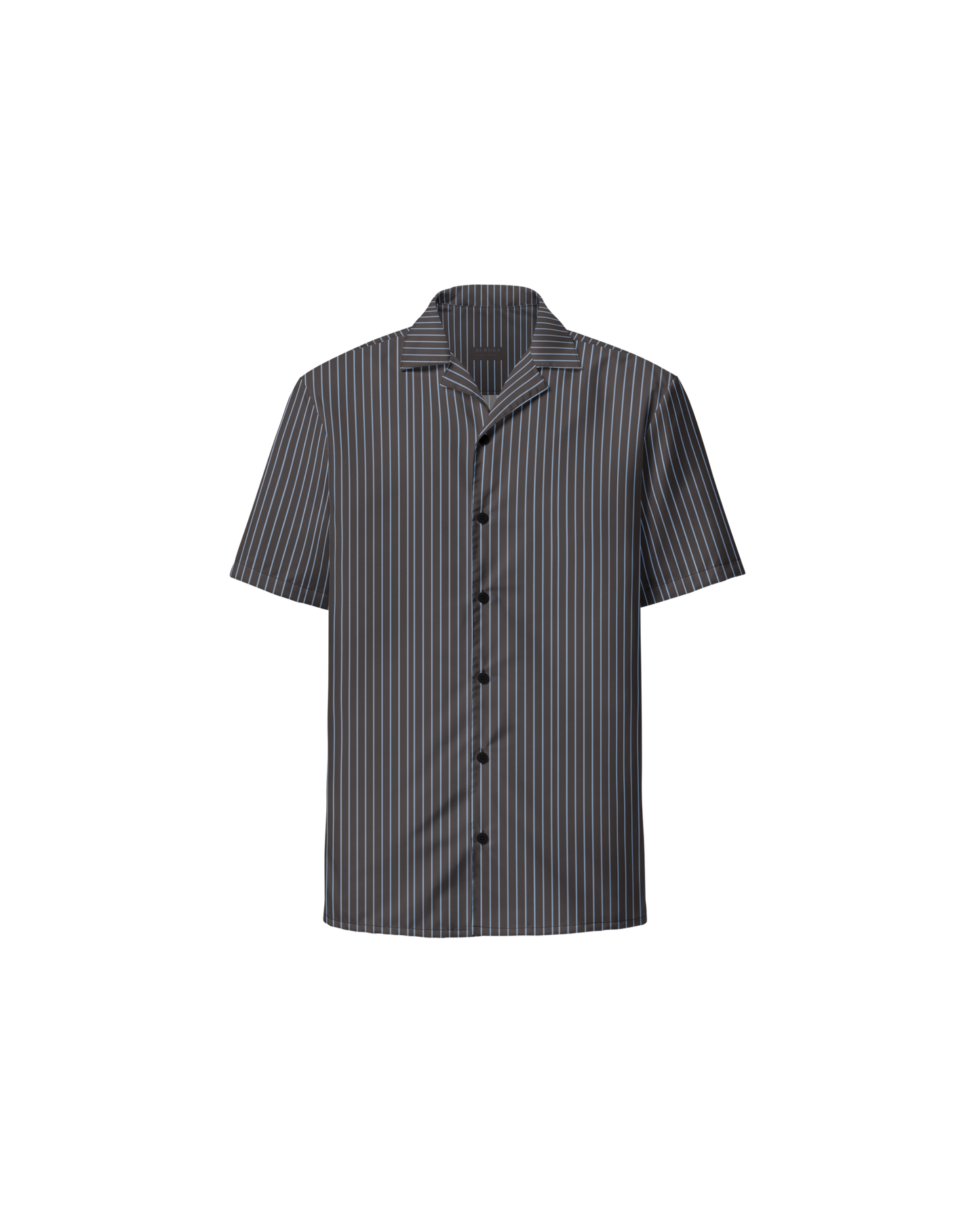 Cacau oversized shirt in deep brown with fine stripes, recycled fabric, Aurora Soulwear.
