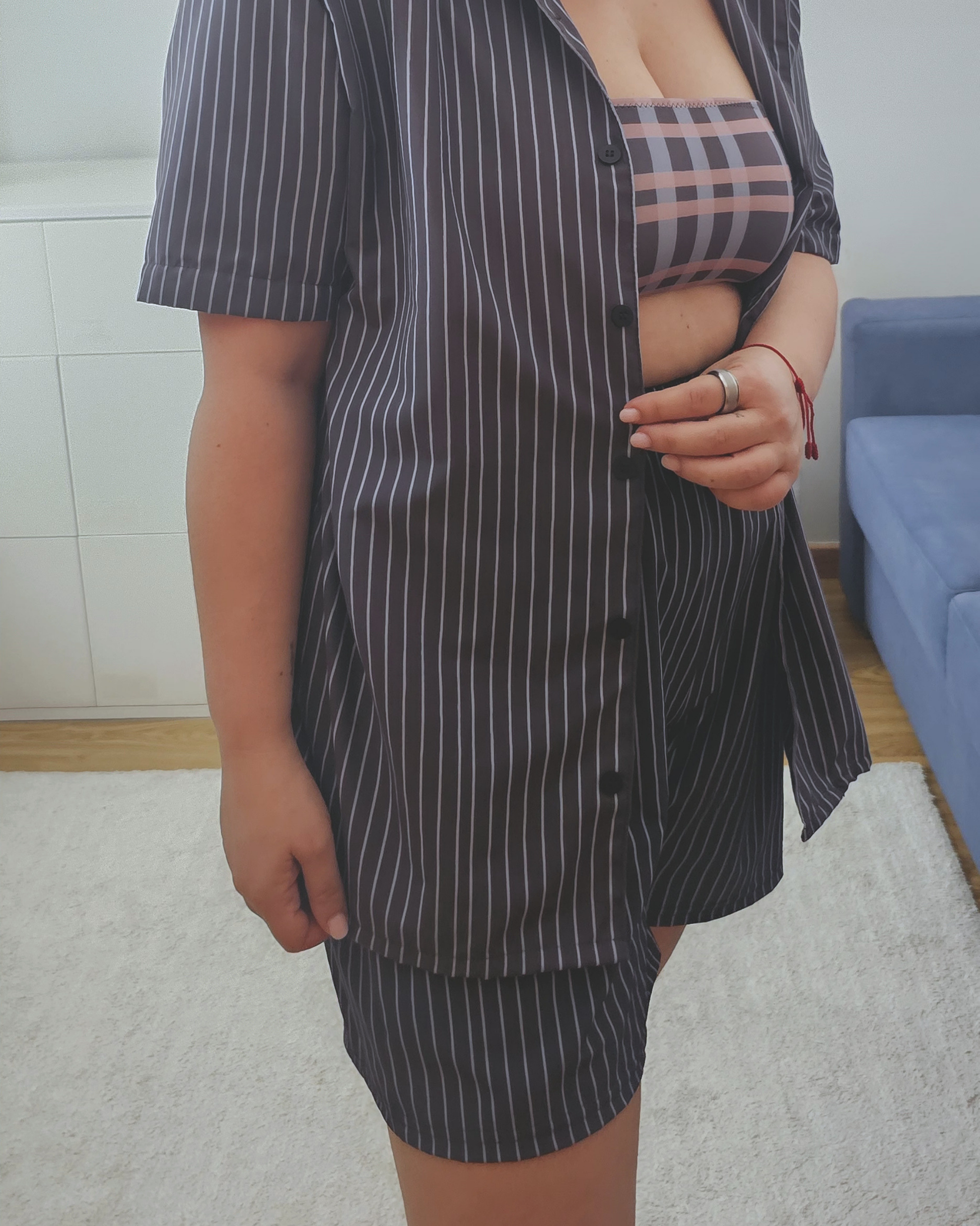 Cacau oversized shirt in deep brown with fine stripes, recycled fabric, Aurora Soulwear.