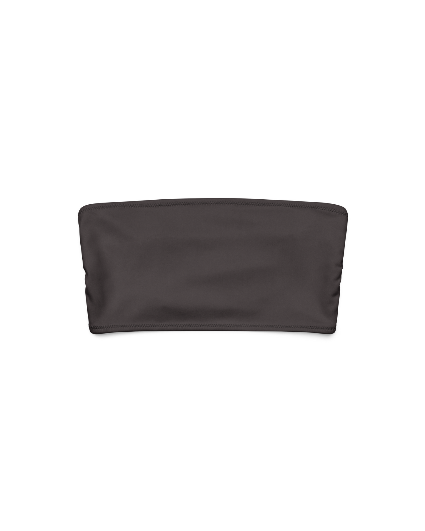Cacau deep brown bandeau bikini top, recycled fabric, Aurora Soulwear.
