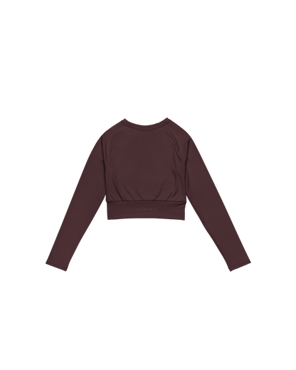 Cabernet Recycled Long Sleeve Top in warm red wine