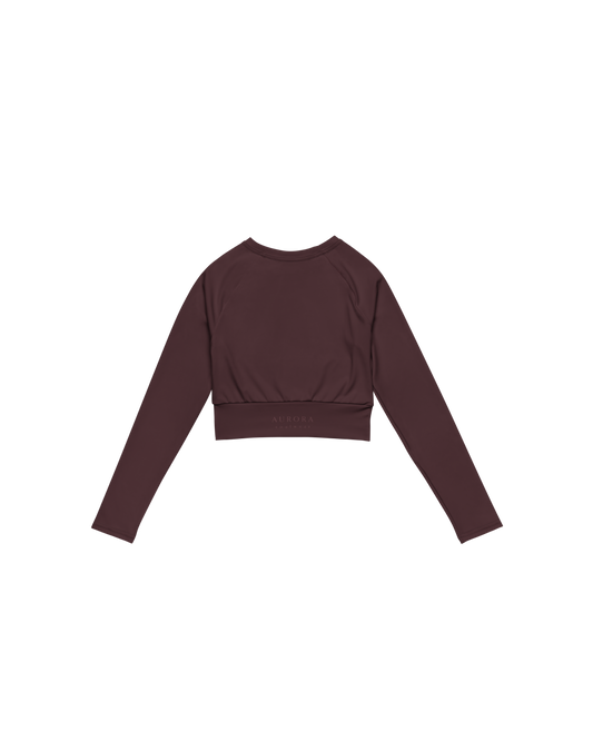Cabernet Recycled Long Sleeve Top in warm red wine