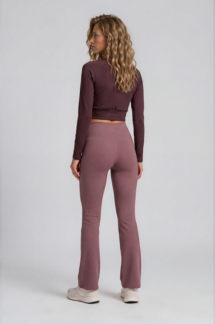 Cabernet Recycled Long Sleeve Top in warm red wine