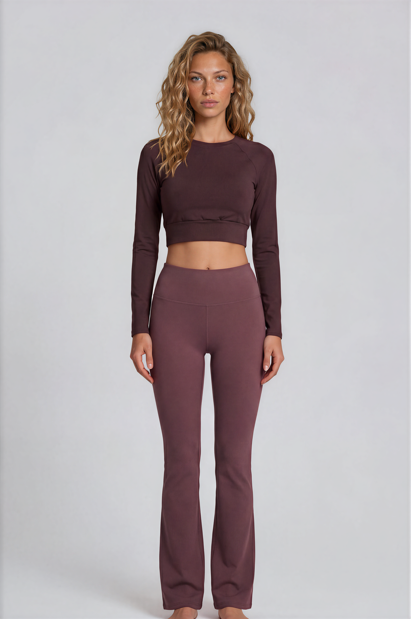 Cabernet Recycled Long Sleeve Top in warm red wine