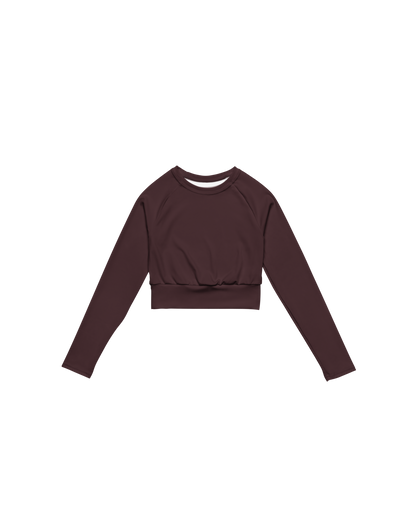Cabernet Recycled Long Sleeve Top in warm red wine